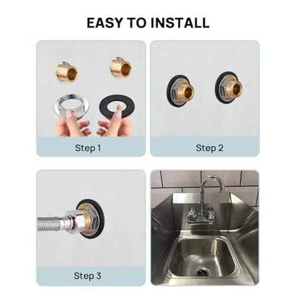 4" Center Hand Sink Faucet Kitchen Faucet Wall Mount Back Mount, Commercial Sink Faucet for Restaurant Triple 3 Compartment Sink, Gooseneck Knob Handle 2 Hole Industrial Laundry Bar, Brass