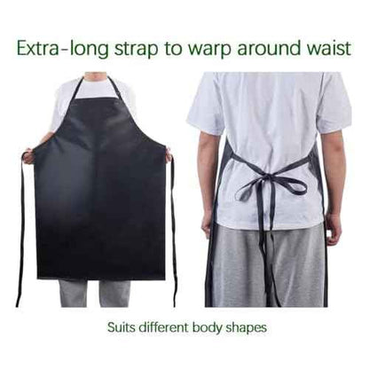 2Pack Waterproof Rubber Vinyl Heavy Duty Apron with Adjustable Butcher Aprons for Kitchen Cleaning Dishwashing Ultra Lightweight Black