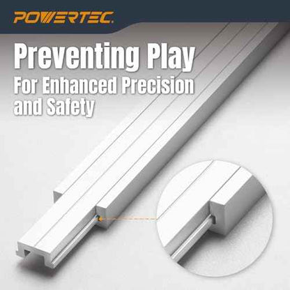 POWERTEC 48" Miter T Track w/ T-Bar for Table Saw, Router Table, Band Saw, Works with 3/4¡± x 3/8¡± Miter T Slot, Miter Gauge, T Track Accessories for Woodworking and Sliding Jigs, 1 Set (71156V)
