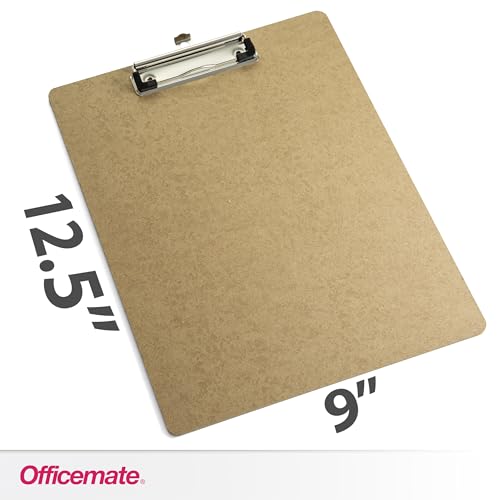 Officemate Recycled Wood Clipboards, Low Profile Clip, 6 Pack Clipboards, Letter Size (9 x 12.5 Inches), Brown (83806)