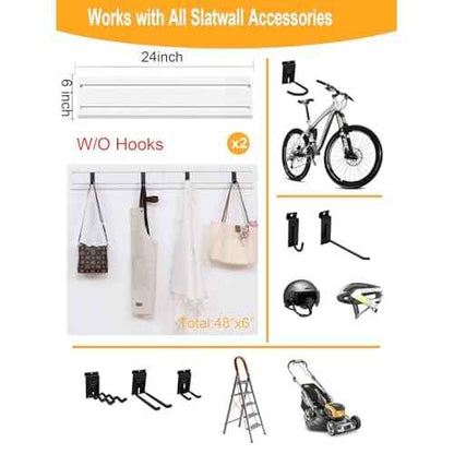 Garage Tool Organizer Wall Mount Slat Wall Paneling Yard Tool Storage for Garage, Bike Storage Rack