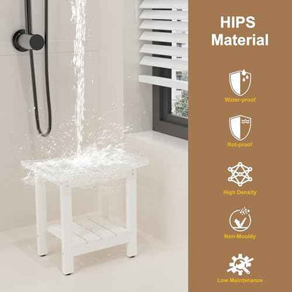 HIPS Shower Benches for Inside Shower, Shower Stool with Space-Efficient Storage Shelf, Waterproof Shower Chair Seat for Spa Bathroom(White)