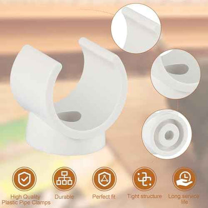 PEX Pipe Clamp Clip, 50Pcs 1/2 Inch PEX Clamp For PVC Water Pipes & Tubing Hoses Hangers Clips Holder Support Bracket Socket, White Plastic U Pipe Clamp Tools
