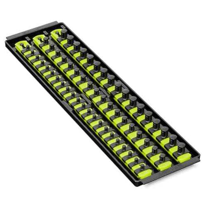 Ernst Manufacturing 8460HV Socket Boss 3-Rail Multi-Drive Socket Rail Organizer with Tray, 18-Inch, High-Visibility - Made in USA