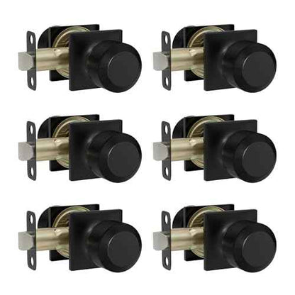 goldenwarm Matte Black Closet Door Knobs, Passage Door Knobs, Black Door Knob Interior No Lock for Closet Hallway 6 Pack