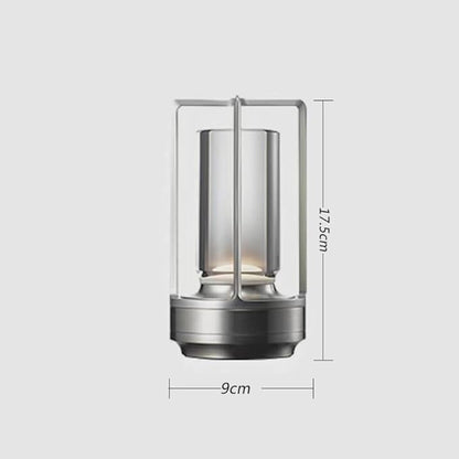 Portable Metal Table Lamp for Indoor/Outdoor ,Rechargeable Cordless LED Lamp, 3-Colour Infinitely Dimming Battery Powered Small Desk Lamp, Restaurant/Bedroom/Bar/Coffee Shop/Camping Light (Silver)