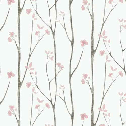Timeet Floral Wallpaper White and Pink Wall Paper Peel and Stick Modern Contact Paper Removable Self-Adhesive Bedroom Bathroom 16" x 78.7"