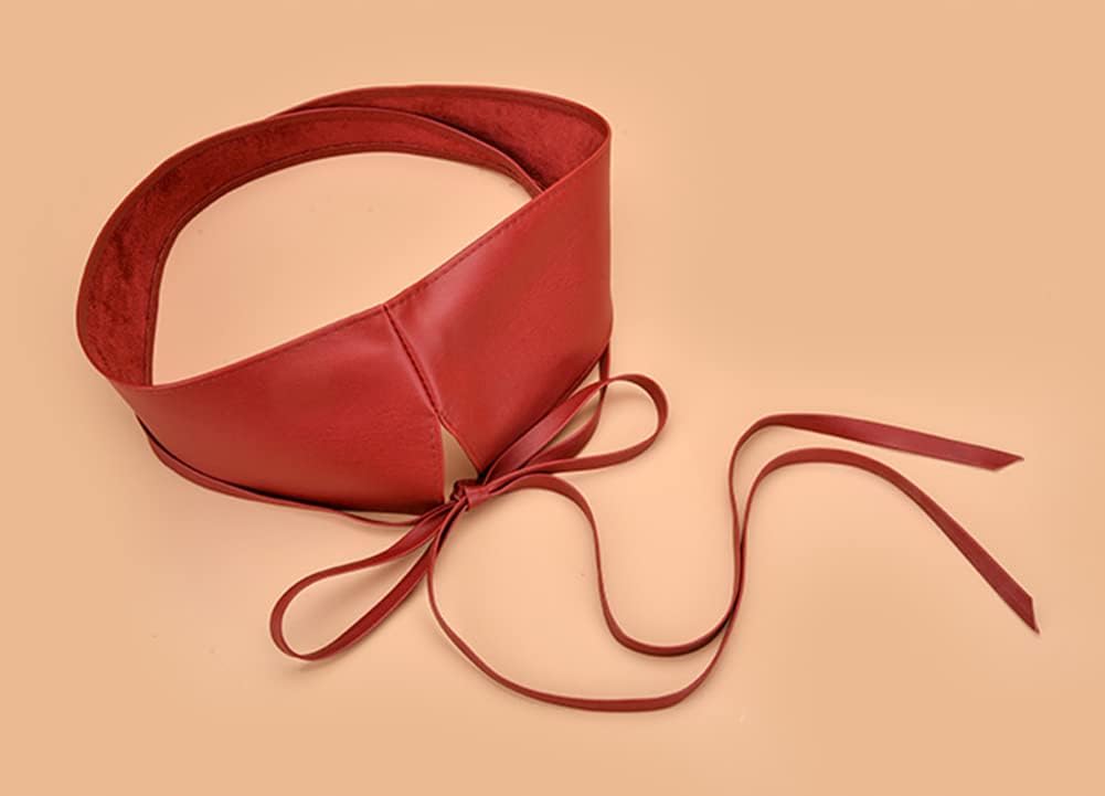 Block Garden Women Lace Up Tied Corset Belt Soft Leather Wide Cinch Belt Waspie (01 Red)
