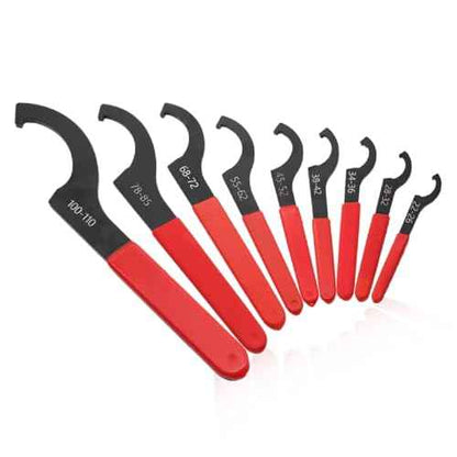 9Pcs C-Shape Carbon Steel Spanner Wrench Set Adjustable Shock Wrench Hook Tool for Most Car and Motorcycle Shock Adjustment (Red)