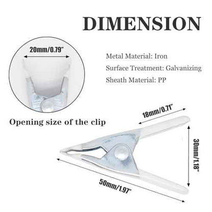 2 Inch Spring Clamps, Heavy Duty Metal Strong Clips Clamps (20pcs, White)