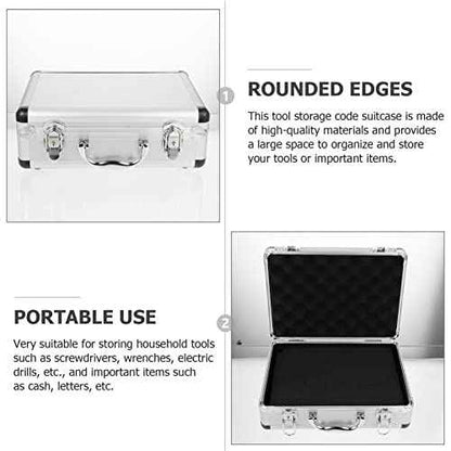 DOITOOL Metal Briefcase Aluminum Tool Case Tool Chest, Portable Tool Box with Padded Foam, Lockable Storage Toolbox for Measurement Instruments Tool Box (32 x 23 x 11cm, Sliver)