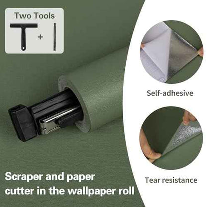 LXCREAT Green Wallpaper Peel and Stick Matte Solid Color Removable Self Adhesive Renter Friendly Wallpaper, Vinyl Film Waterproof Contact Paper for Bedroom with Scraper, Paper Cutter 17.71in¡¿118in