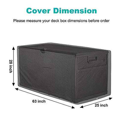 Femuar Deck Box Cover 100% Waterproof Heavy Duty Patio Ottoman Cover, Outdoor Anti-UV Patio Storage Box Covers (63" L x 25" W x 28" H) Black