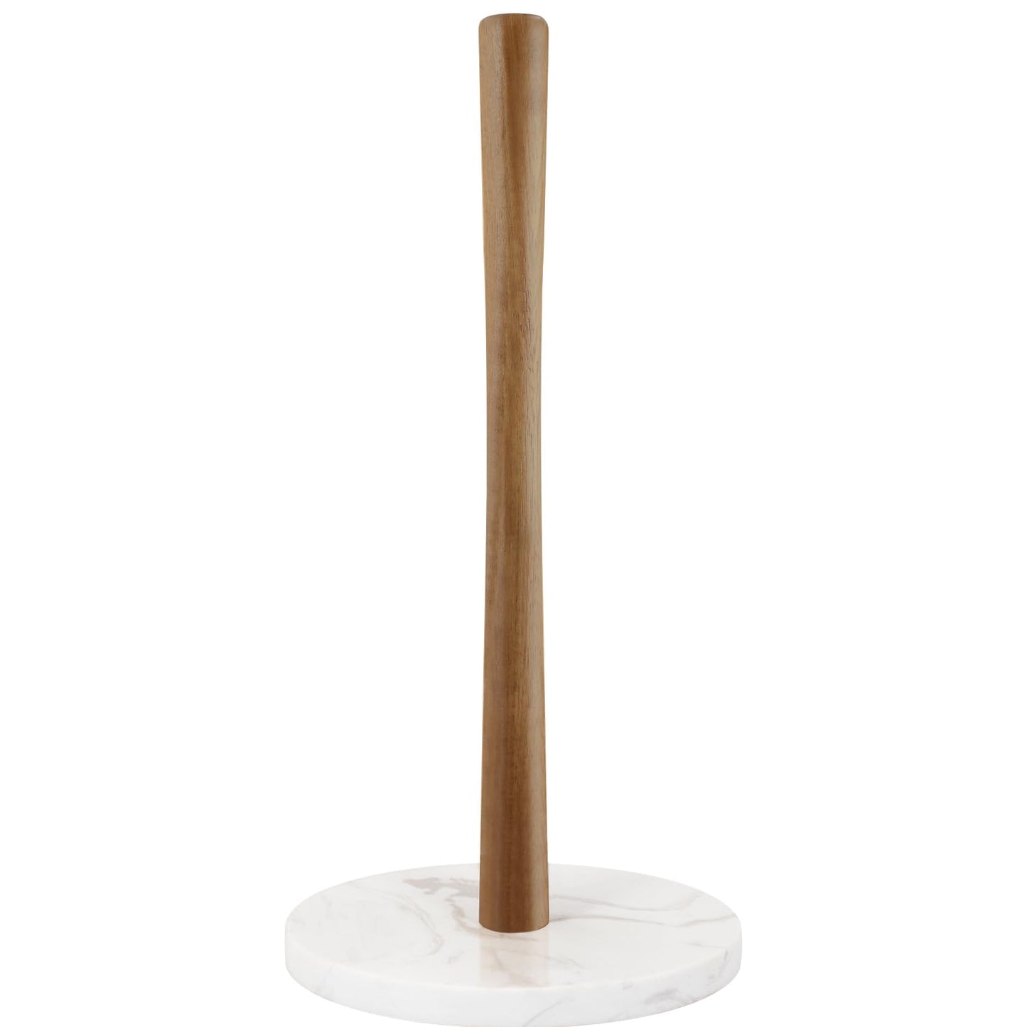 Buruis Wood Paper Towel Holder, Marble Base Modern Decorative Countertop Standing Rolls Holder for Kitchen, Toilet, Pantry and Bathroom (Marble Base White)