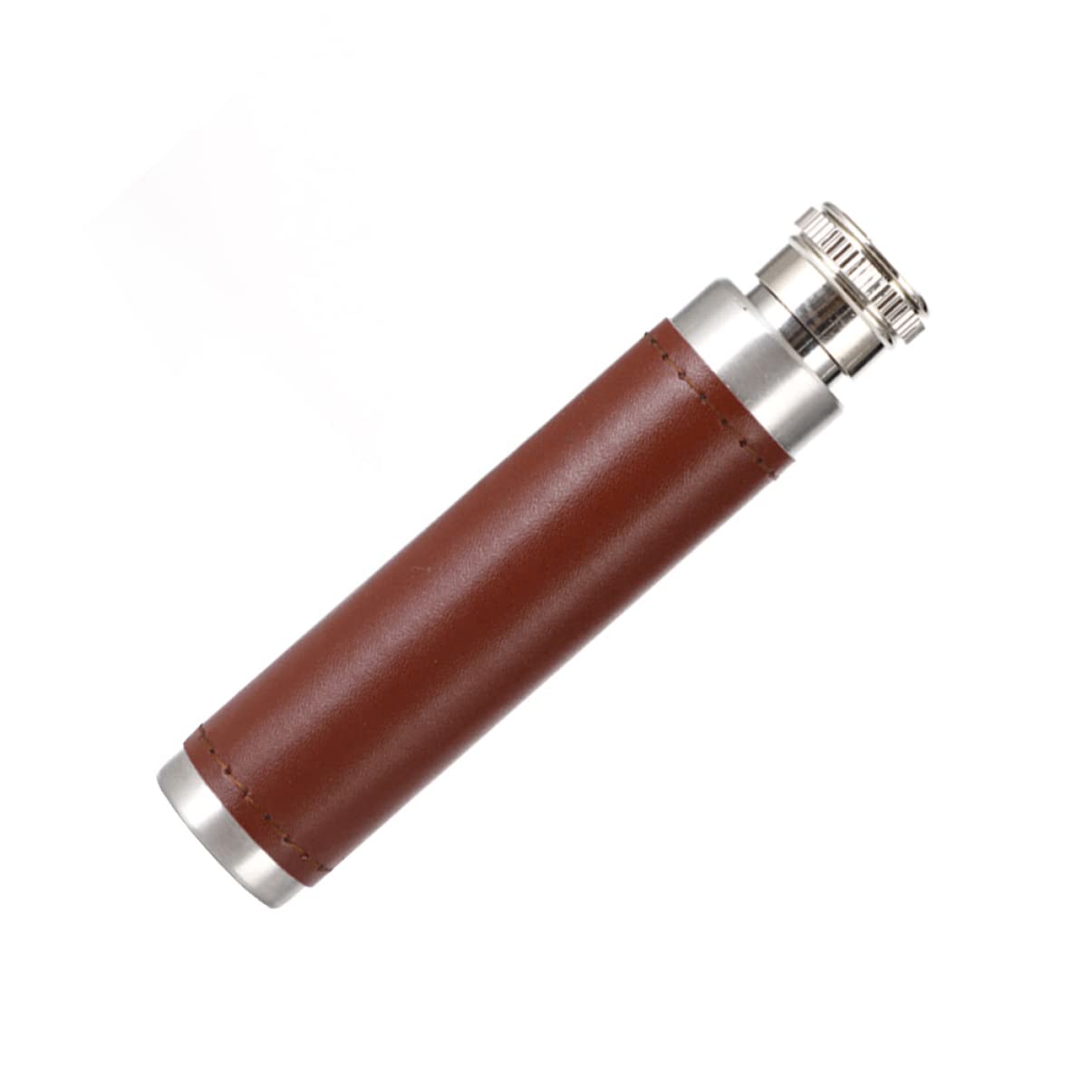 OFFSCH 1pc Stainless Steel Portable Wine Tube Leather Cover Compact Outdoor Wine Flask for Travel Round Base Design for Silver