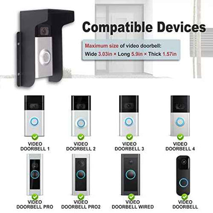 Doorbell Rain Cover Ring Doorbell Anti-Glare, Steel Weather-Blocking Cover Glare Sun Shade Protection for Most Video Doorbells