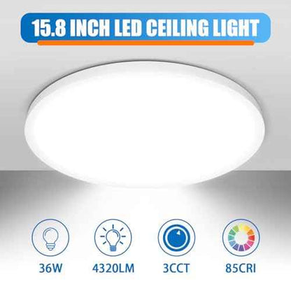 Allsmartlife Led Flush Mount Ceiling Light 2 Pack, 15.8 inch 32W 4320lm Dimmable Led Ceiling Light, 3000K/4000K/6500K, Round Led Light Fixture for Laundry Room, Hallway
