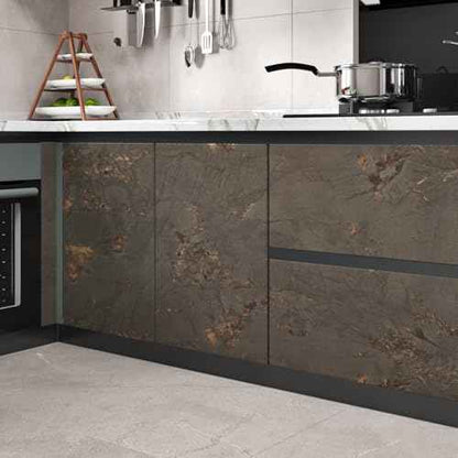 Wallercity Brown Gold Marble Contact Paper for Countertops Marble Wallpaper Matte Counter Contact Paper Waterproof Rock Brown Countertop Peel and Stick for Kitchen Island Table Bathroom 15.8x78.7 Inch