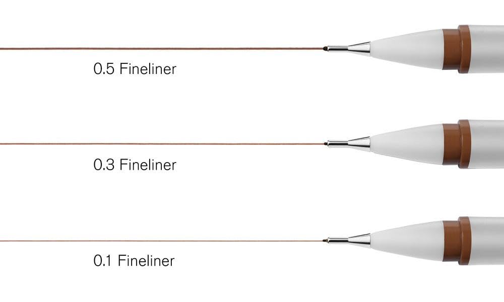 Winsor & Newton Fineliner Fine Point Pen Set, Assorted, Set of 3, Sepia