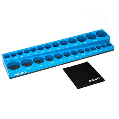 NEIKO 03972A Magnetic Socket Holder, 3/8¡± Drive, 1/4¡± to 1¡± SAE, Shallow & Deep Sockets Tray, Standard Socket Set Organizer, Socket Organizers for Toolboxes Trays, Scratch Free, High Visibility