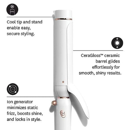 T3 Switch Kit Professional Ionic Interchangeable Curling Iron with 3 Ceramic Clip & Wand Long Barrels for Curling and Waving, 9 Adjustable Heat Settings & Ion Generator, White/Rose Gold