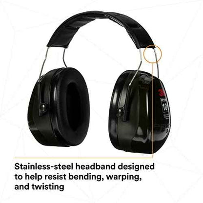 3M - CASH7A Peltor Optime 101 Over-the-Head Earmuff, Hearing Protection, Ear Protectors, NRR 27dB Green