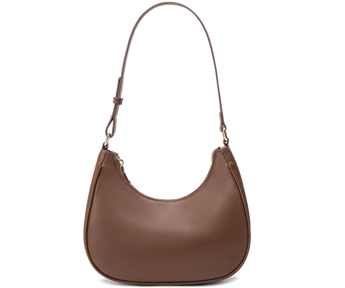 WSRYDJDL Crescent Shoulder Bags for Women Cute Hobo Tote Handbag Under the Arm Purses Mini Clutch Purse with Zipper Closure (Coffee)