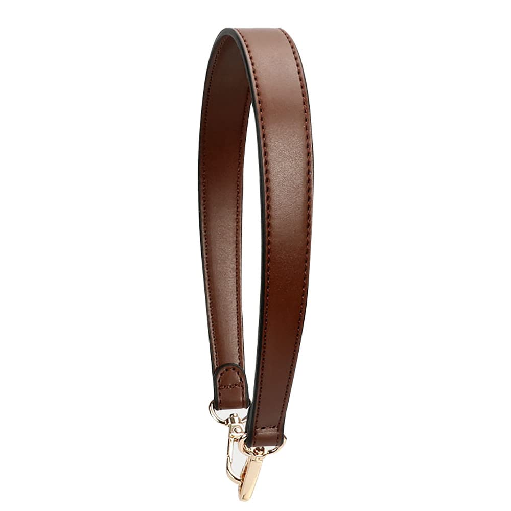 MOISTRI Flat Grain Leather Replacement Straps for Handbags Purse Straps Replacement Crossbody Gold Clasps Women Purse Making 19.29"(49CM) Long Coffee