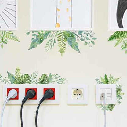 SUPERDANT Green Plants Wall Decals 2 Sheets/Set Vines Branches Leaves Wall Sticker Removable Vinyl Art Mural Decals for Living Room Bedroom Balcony Corridor Window TV Entrance Door Mirror Decor