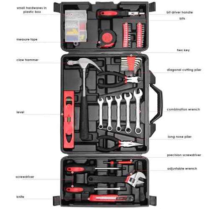 TLGREEN 147 Pieces Tool Set, Tool Kit for Home, Basic Tool Kit with Storage Tool Box, Screwdrivers, Adjustable Wrench, Pliers, Knife,General Household Hand Tool Set for Home, Car, Dorm, Garage