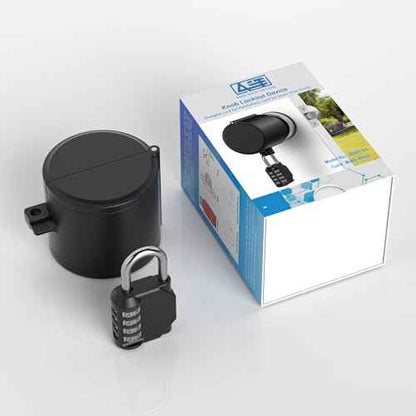 AST Door Knob Lockout Device with Passcode Padlock, Childproof Door Knob Cover, Lock Out to Smart Doorknob. Safety Cover for Faucet, Valve, Spigot. Prevent Access to Keyhole, Matte Black