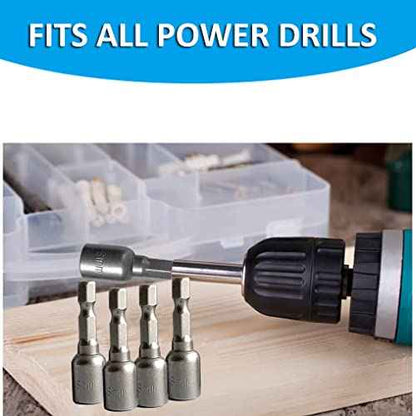 5/16'' Nut Driver Bit Sets 10PCS, SKZIRI 5/16 inch Nut Driver Hex Shank Quick Change Socket Nut Impact Driver Adapter Alloy Steel