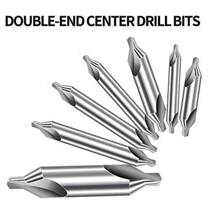 Aleric Center Drill Bits Set - High Speed Steel Center Drill Bit Countersink Tools for Lathe Metalworking, 7 pcs 60-Degree Angle Centering Drill in Size 1.0 1.5 2.0 2.5 3.0 4.0 5.0