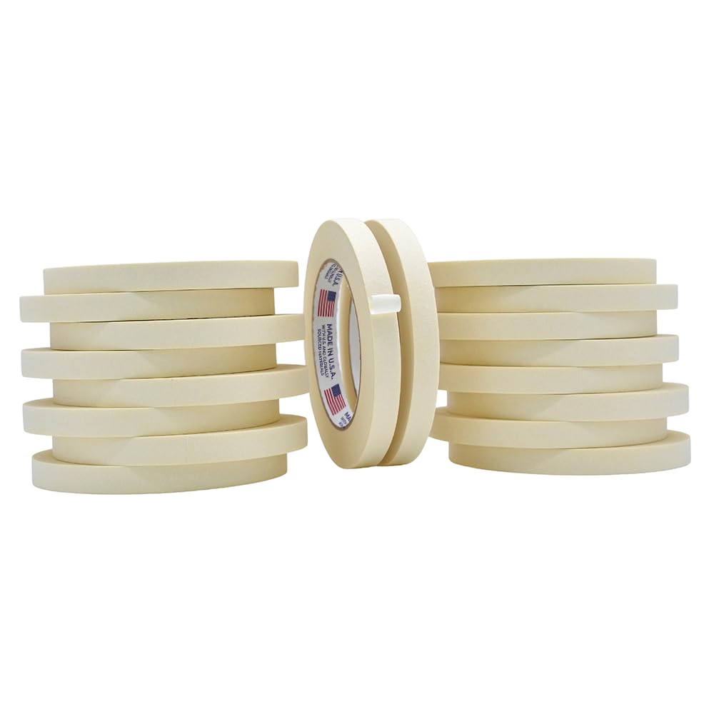 WOD MT5 Masking Tape 1/2 inch for General Purpose/Painting - Pack of 18 Rolls - 60 Yards per roll