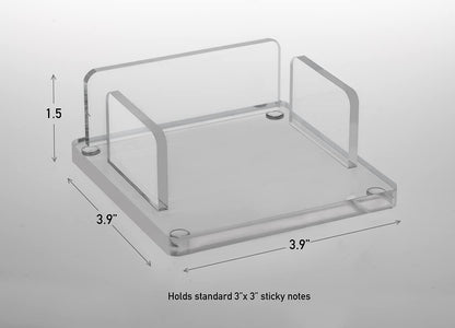 Kantek Clear Acrylic Sticky Note Dispenser, 3"x3" Note Pad Holder, 3.9" x 3.9" x 1.5", Office Memo Organizer, Desk Accessory