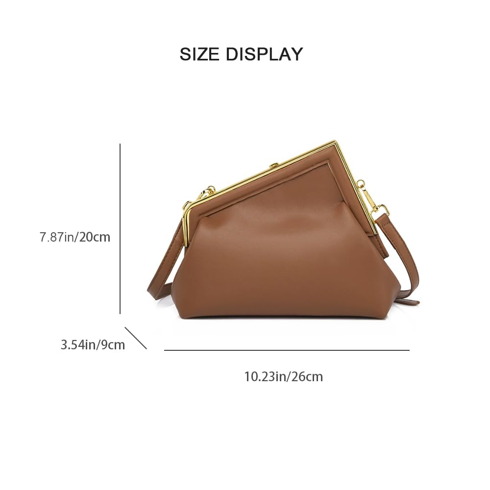 PU Leather Crossbody Bag for Women, Vintage Frame Clutch Purse with Kiss Lock Closure, Small Handbag Evening Bag (Black)