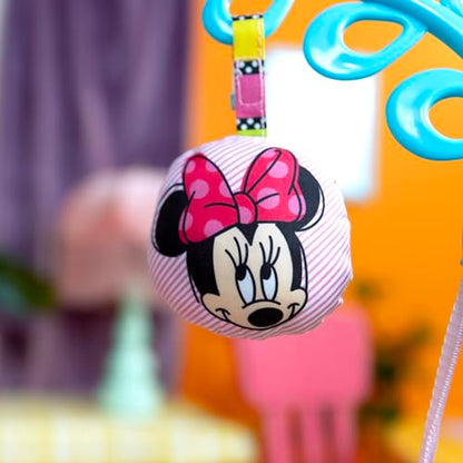 Bright Starts Disney Baby MINNIE MOUSE PeekABoo Baby Activity Center Jumper with 8 Toys, Lights & Sounds, 360-Degree Seat, 6-12 Months (Pink/Blue)