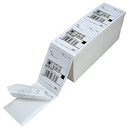 L LIKED 4000 4x6 Thermal Shipping Labels Fanfold, Direct Thermal Printer Labels Compatible with Zebra Rollo - Perforated Strong Adhesive