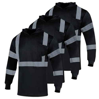 VENDACE 3pcs Safety Reflective High Visibility Long Sleeve Shirts Class 3 Hi Vis Construction Breathable Work Shirts for Men