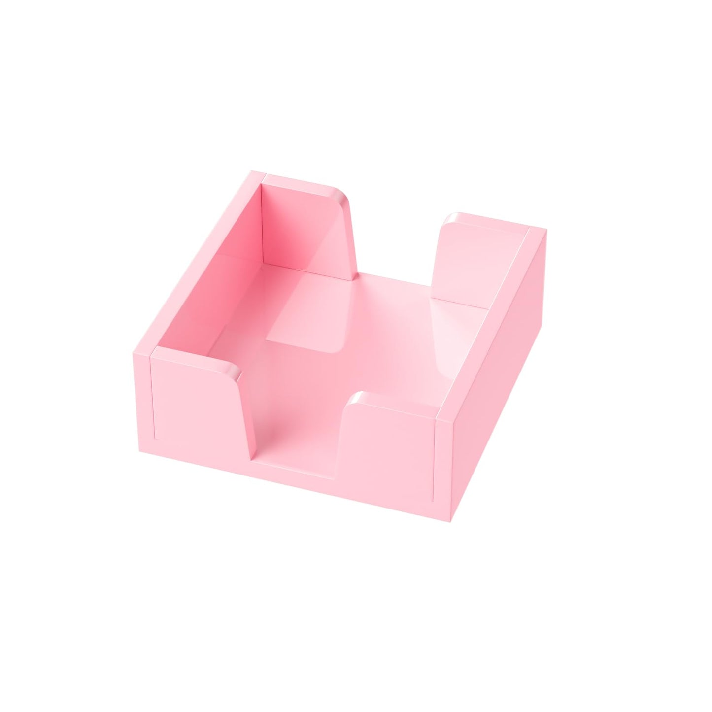 WINFFOR Acrylic Notepad Holder Dispenser - 3x3 in Sticky Note Memo Holder for Desk Organizer (W/O Pads) Office Desk Accessories School Supplies, Lightpink