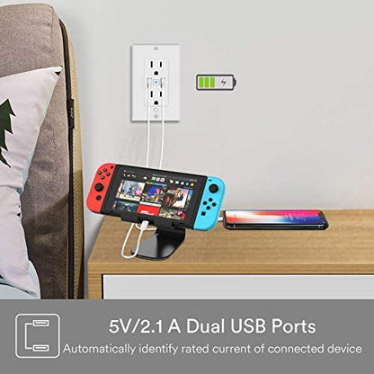 Lumary Smart USB Outlet with Type-C & USB-A Ports, WiFi in-Wall Outlet Compatible with Alexa & Google Home, Remote & Voice Control, Timer, FCC Certified, Tamper-Resistant, 4 Pack