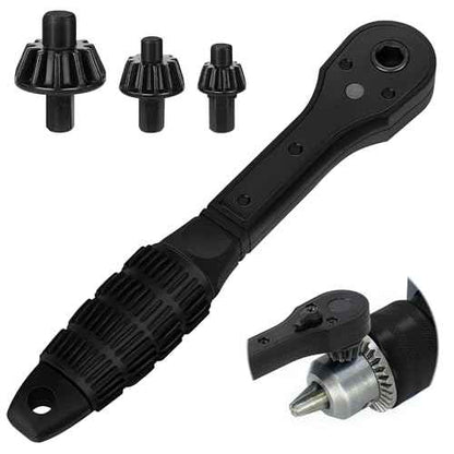 3-in-1 Ratchet Drill Chuck Key Wrench, Universal Chuck Key Replacement Tool for Drill, Universal Replacement Tool for Electric Drills & Power Tools with Extended Arm for Added Torque