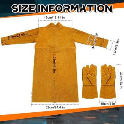 Leather Welding Apron Gloves Heat/fire Resistant Forge Welding Leather Jacket Apron Coat for Men Women