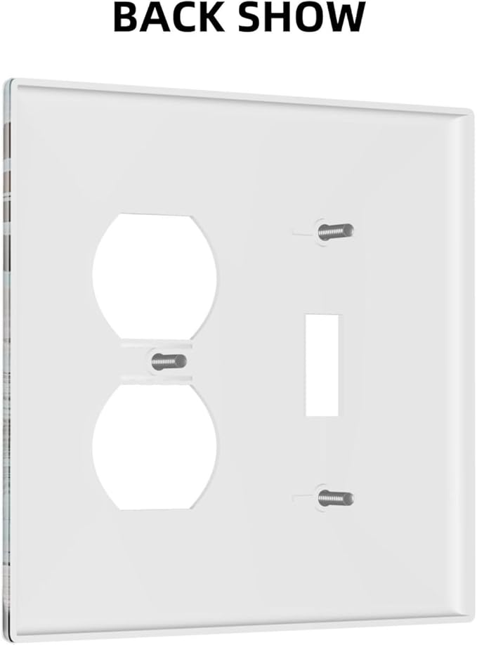 Decorative Light Switch Cover Plate Rustic Farmhouse Colorful Wooden Barn Door 2 Gang Outlet Covers 1 Toggle 1 Duplex Wall Plate Decorate Electrical Switch Plate Covers for Kitchen Home Decor