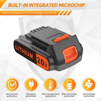 20 Volt MAX 2.0AH Lithium-Ion Battery Replacement for Black+Decker 20V Battery£¬Compatible with All Power 20V Black and Decker Power+ Tools