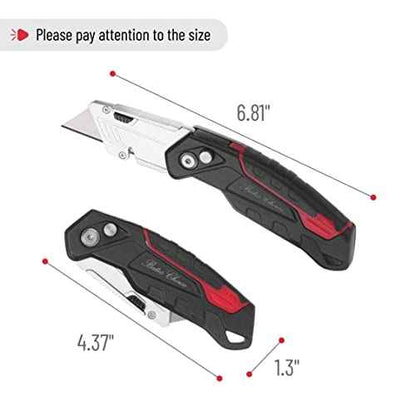 Bates Box Cutter - Folding Utility Knife With 3 Extra Blades, Retractable
