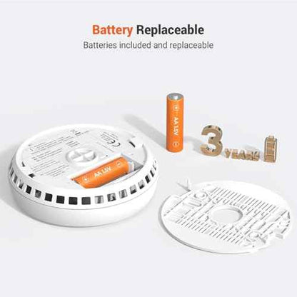 Jemay Smoke Detector, 10 Year Life Fire Alarms Smoke Detectors with Advanced Photoelectric Technology, Battery Operated Smoke Fire Alarm with LED Indicator & Silence Button, 2 Packs