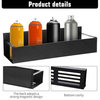 4 Pcs Magnetic Aerosol Spray Can Holder, Wall Mounted Spray Bottle Rack, Mechanic Paint Bottle Can Organizer, Tool Box Storage Rack for Garage Home Workspace (Black)