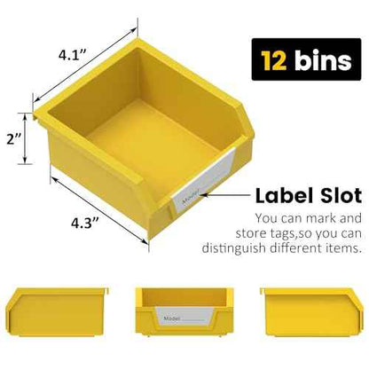 UNITEDPOWER Rotating Storage Bins, Tool Organizer, Hardware Crafts, Small Parts, Nuts and Bolts, Revolving 12 Bins Storage for Workshop, Shed, Garage, Home