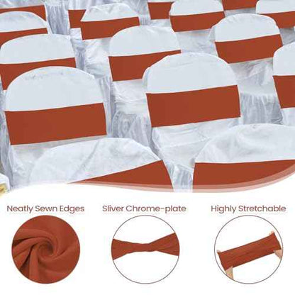 CHENGU 100 Pcs Spandex Chair Sashes Plain Bow Wedding Royal Chair Bands Without Buckle Birthday Decorations Elastic Ties Spandex Slider Sashes for Events Party Ceremony